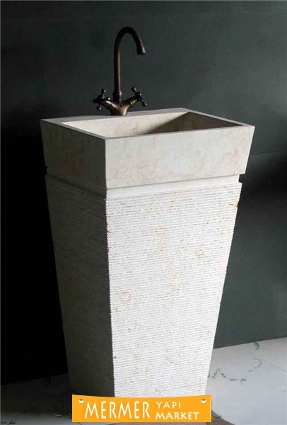 Dikey Traverten Lavabo