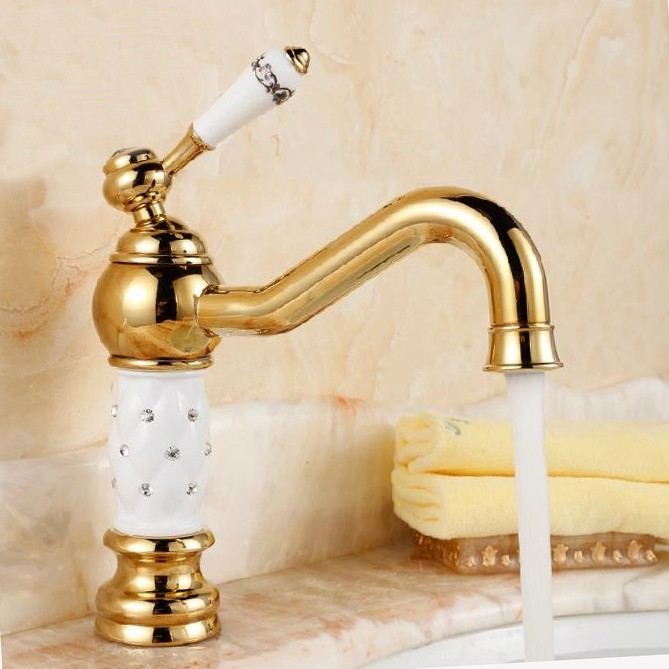 Antik Altın Kaplama Banyo Lavabo Bataryası