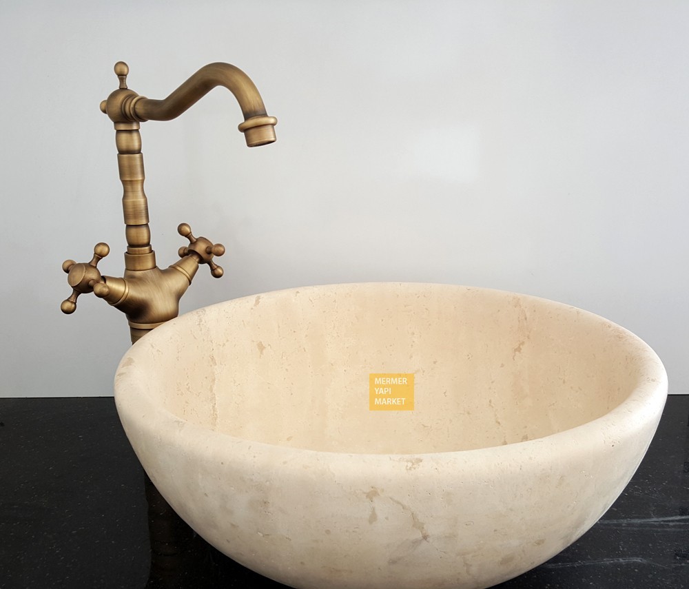 Yuvarlak Traverten Lavabo